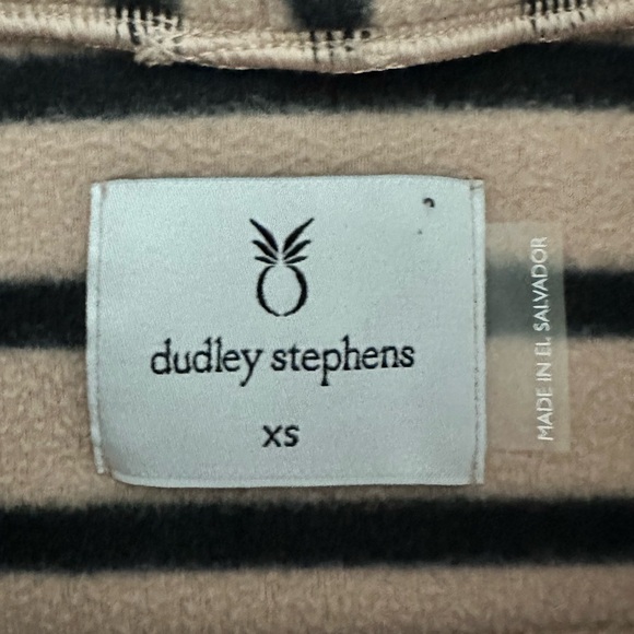 Dudley Stephens Park Slope Turtleneck Mariner Stripe Khaki Black Vello Fleece XS - Picture 5 of 10